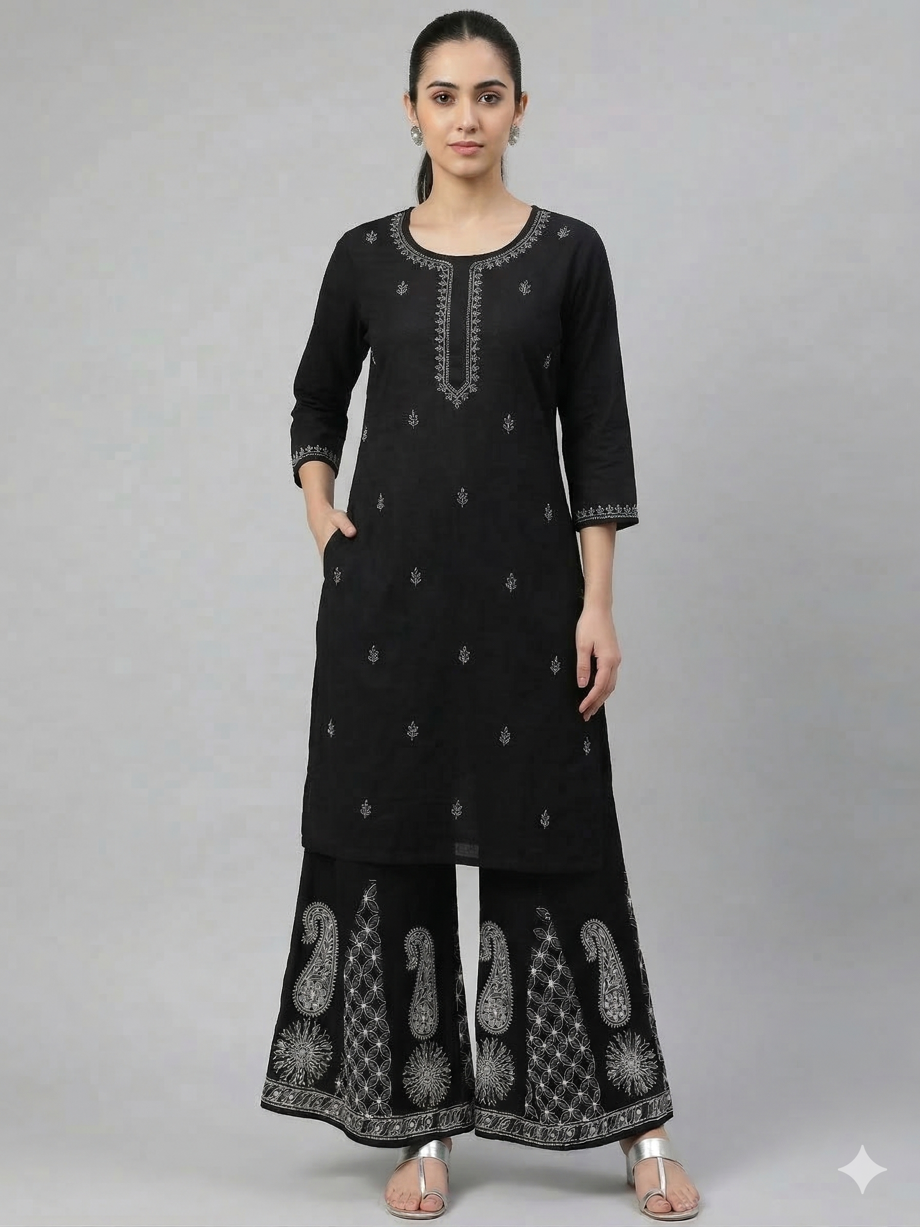 Black Georgette embroidery Plazo