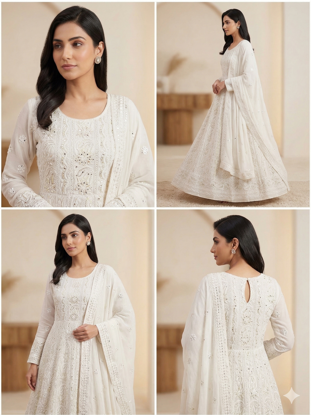 Noor-e-Lucknow White Anarkali Set
