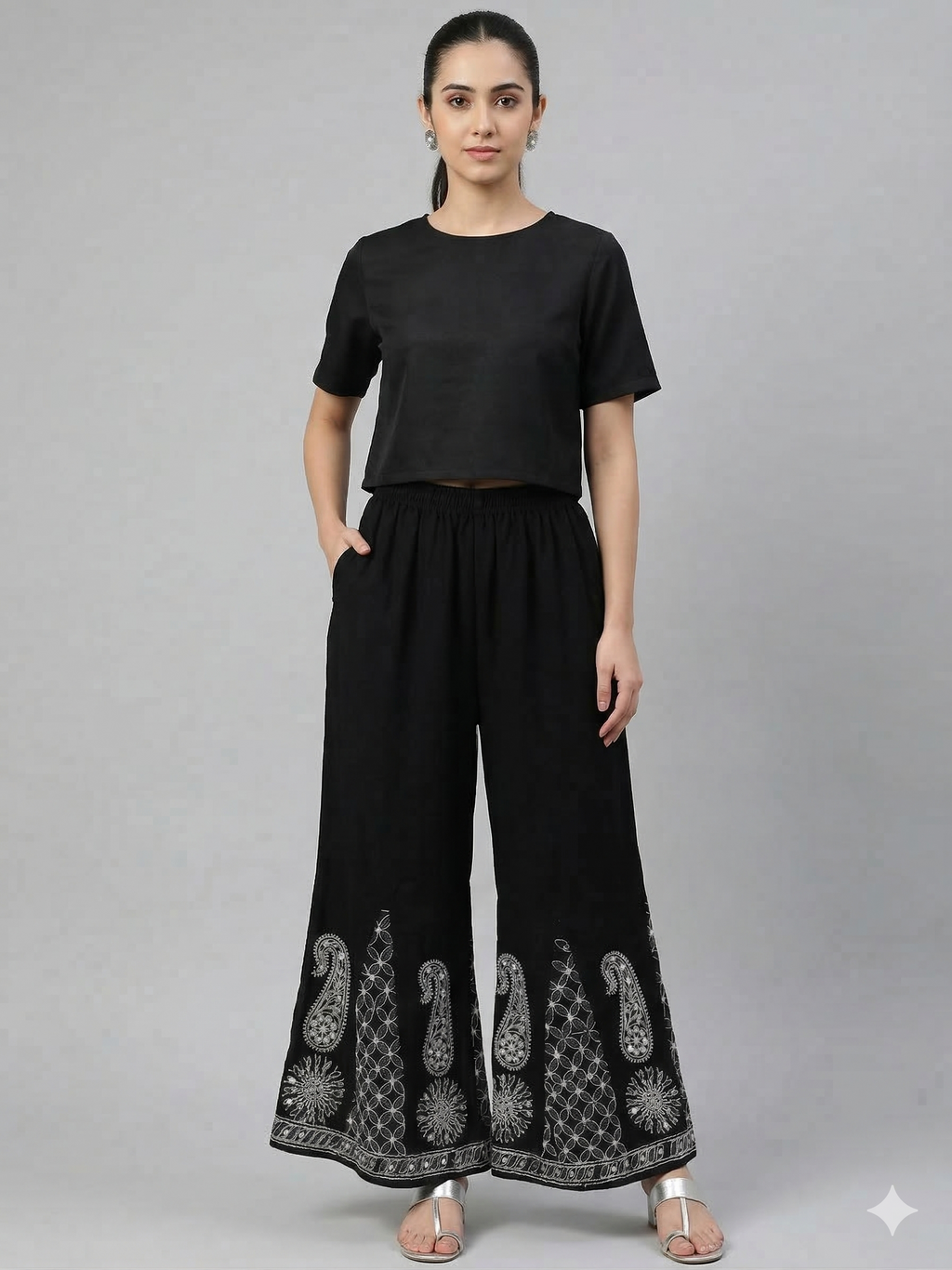 Black Georgette embroidery Plazo